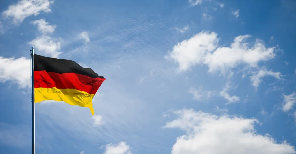 germany flag in blue sky