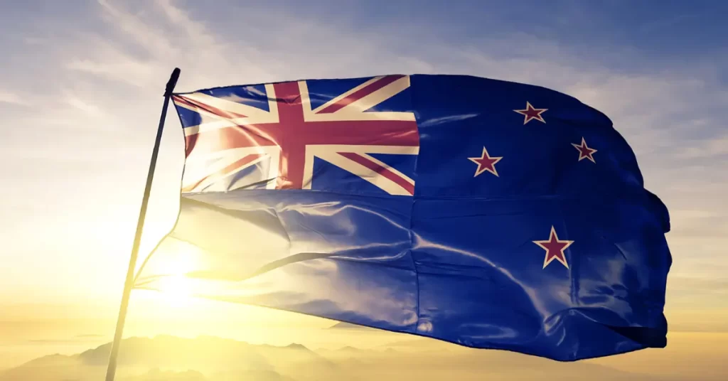 New Zealand flag Flies in the air